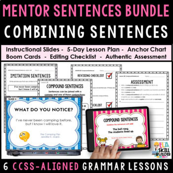 Preview of Combining Sentences & Commas Mentor Sentences Bundle | 6 Grammar Lessons