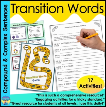 Preview of Combining Sentences | Compound Complex Sentences | Transition Words Activities