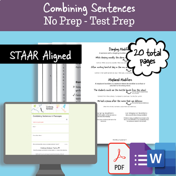 Preview of Combining Sentences: Grammar/Revising & Editing for English/ELA Test Prep