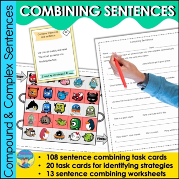 Preview of Combining Sentences Transition Words Worksheets Activities Expanding Sentences