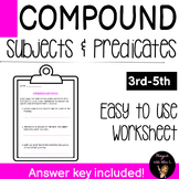 Combining Sentences Worksheet | Compound Subjects and Pred