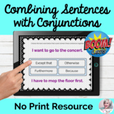 Conjunctions Activity BOOM CARDS™ Flashcards NO PRINT Spee