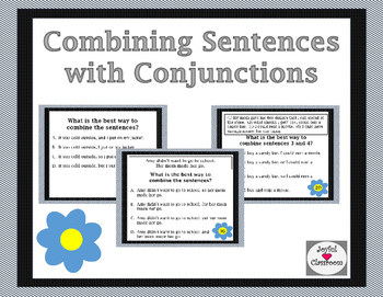 Preview of Combining Sentences with Conjunctions (FANBOYS) Task Cards