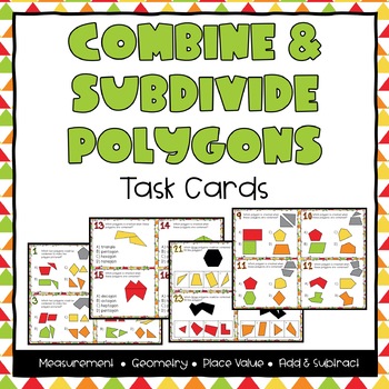 Preview of Combining & Subdividing Polygons Task Cards (Boom Cards also Included)
