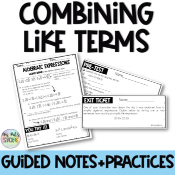 Preview of Combining like terms Guided Notes Free
