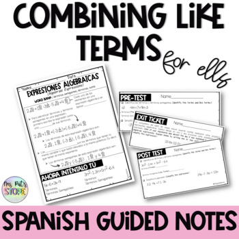 Preview of Combining like terms Spanish Guided Notes for ELL Free