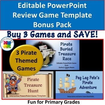 Preview of Combo Pack: Three Pirate Themed Editable PowerPoint Game Templates