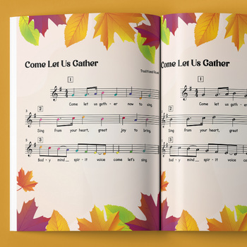 Preview of Come Let Us Gather | Fall Thanksgiving Theme Sheet Music w/ Play-Along Track