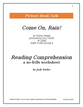 Preview of Come On, Rain!: Reading Comprehension