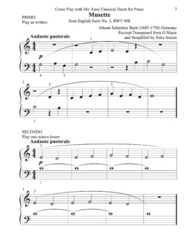 Preview of Come Play with Me: Easy Classical Duets for Piano