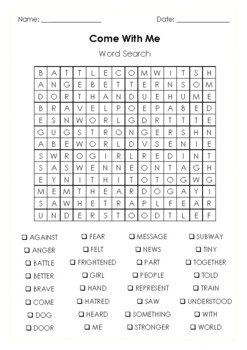 Come With Me by Holly M. McGhee Word Search by MsZzz Teach | TPT