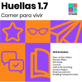 Preview of Comer para vivir: A food unit for upper level Spanish Students Huellas 1.7