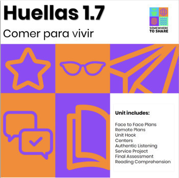 Preview of Comer para vivir: A Food Unit for Upper Level Students Google Drive Huellas 1.7