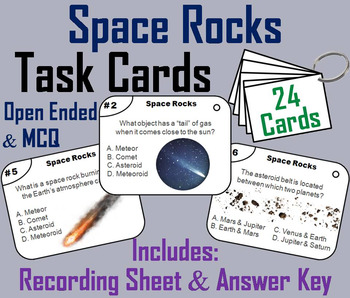 Preview of Comets, Meteors, Meteoroids, Meteorites, & Asteroids Task Cards Activity