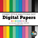 Comic Book Digital Paper Backgrounds Clipart // Halftone D