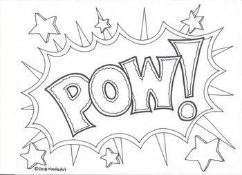 Comic Book Superhero Sound Effect Coloring Pages by NoodlzArt | TpT
