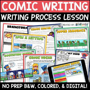 Preview of Comic Writing Activities Engaging Creative Writing Lesson | No Prep & Digital