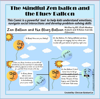 Preview of Comic Mindfuness Zen Ballonn: Coping skills and grounding technique, frustation