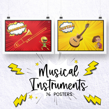 Preview of Musical Instruments Poster - (Music Decor - Super Hero - Comic)