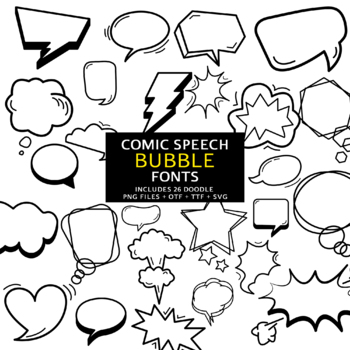 Preview of Comic Speech Bubble Font, Instant File otf ttf Font Download, Digital Comic Font