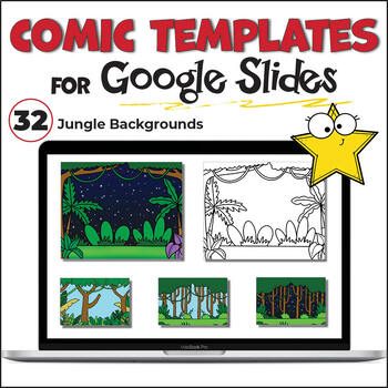 Preview of Comic Strip Book Templates for Google Slides | Jungle Backgrounds