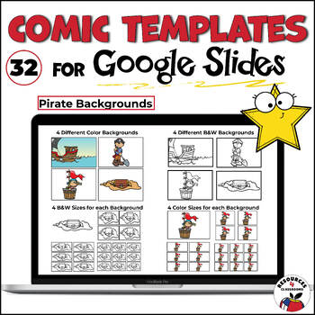Preview of Comic Strip Book Templates for Google Slides | Pirate Backgrounds
