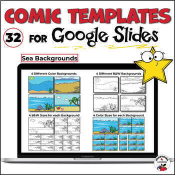 Preview of Comic Strip Book Templates for Google Slides | Sea Background