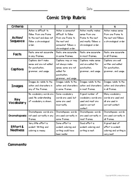Comic Strip Planning Sheet, Templates and Rubrics by Lindsay Marcaccio