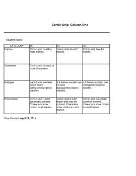 Preview of Comic Strip Rubric