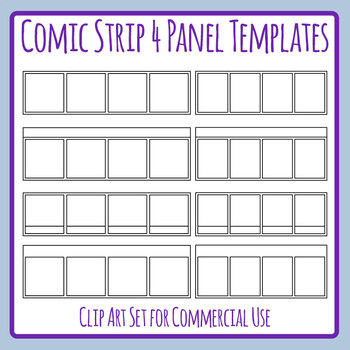 BLANK COMIC BOOK PAGES-BLANK COMIC STRIPS-4 PANELS, By Banana