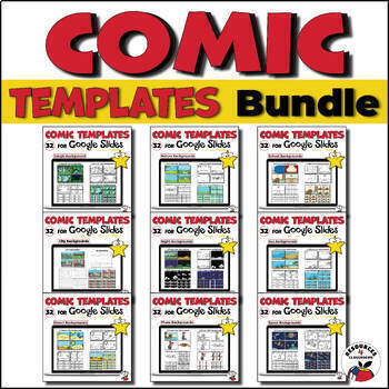 Preview of Comic Strip Templates Google Slides Bundle - 9 Different Themes