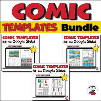 Preview of Comic Strip Template Google Slides Bundle - City | Pirate | Sea