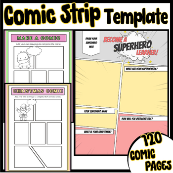 Preview of Comic Strip Template Writing Book Pages | Blank Graphic Novel Templates Clipart