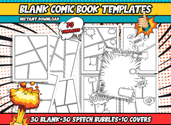 Preview of Comic Strip Templates, Create Your Own Comic Book, Blank, Speech Bubbles, Covers