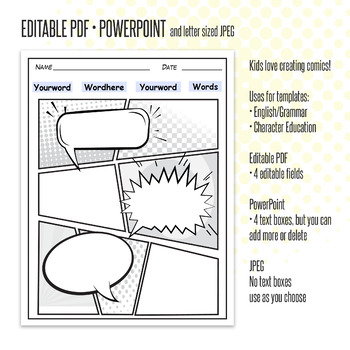 Preview of Comic Strip Word Building Template | Editable PDF • PowerPoint FREE!