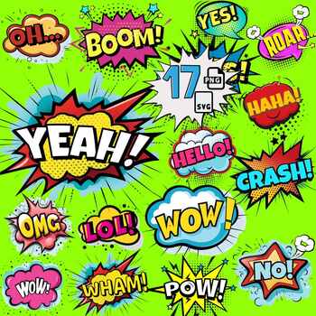 Preview of Comic Style Speech Bubbles Clip Art Commercial Use