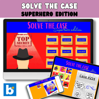 Preview of Superhero mystery game | Boom cards | Problem solving activity | Solve It