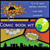 Comic book bundle: clip art, digital papers and layouts