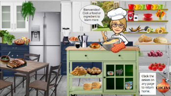 Preview of Comida Latina - Cocina Virtual (Spanish Class Food Lesson)