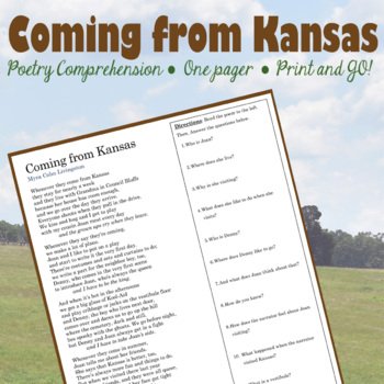 Preview of Coming From Kansas - Poetry Comprehension