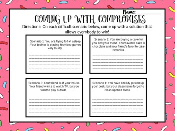 Preview of Coming Up With Compromises Worksheet