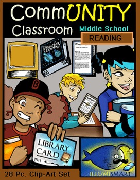 Preview of CommUNITY Classroom Middle School Literacy Set: 28 pc. Clip Art!