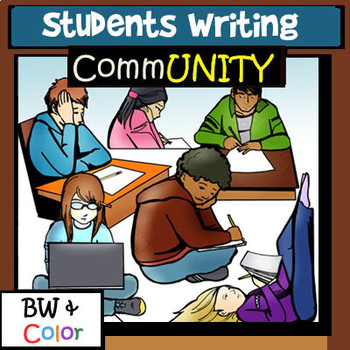 Preview of CommUNITY Students Writing: 22 Pcs. BW and Color Clip-Art