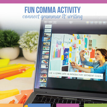 Preview of Comma Activity Interactive Comma Practice in Context with Pictures