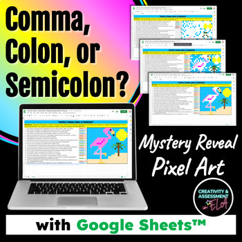 Preview of Comma, Colon, or Semicolon? | Mystery Picture Pixel Art Puzzle SBAC Prep