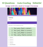 Commas Quiz - Digital Google Forms™ Punctuation Assessment