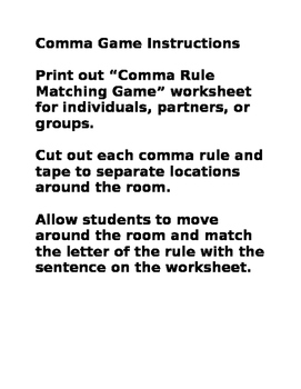 Preview of Comma Game