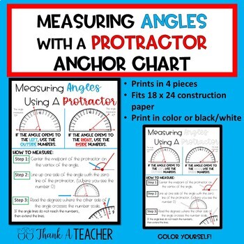 Measuring Angles with a Protractor Anchor Chart by Thank a Teacher