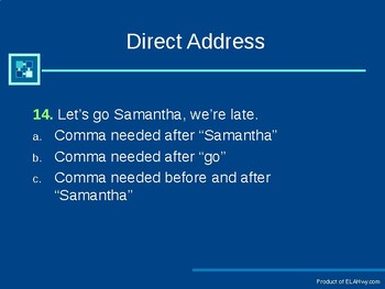 Preview of Commas: Interactive, Engaging, Power Point w/Questions Embedded