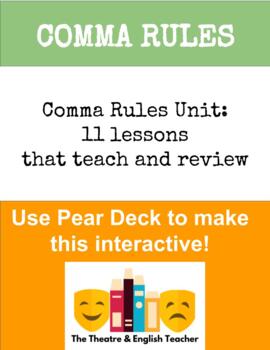 Preview of Comma Rules- 11 Interactive Pear Deck Lessons to Teach and/or Review